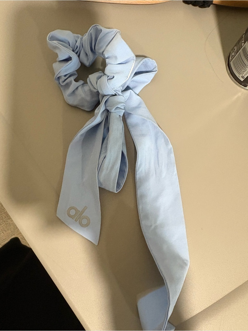 ALO Yoga Light Blue Bow Scrunchie with Tail